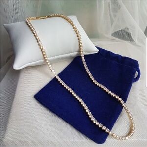 Swarovski Elements 18k Gold Plated Delicate Tennis Necklace NEW